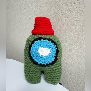 Handmade Crochet green and red Among Us Impostor plush
